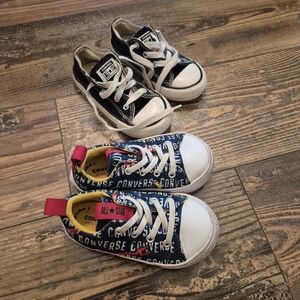 Converse Kids' 7 and 8 Black and Blue Sneakers